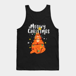 Meowy Christmas Funny Ginger Cat Tank Top